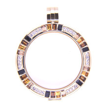 High Quality Gold Plated Living Locket with Colorful Crytal